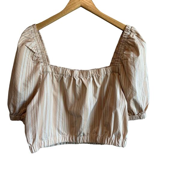 American Eagle Puff-Sleeve Bubble Top Shirt Striped XL - Picture 9 of 9